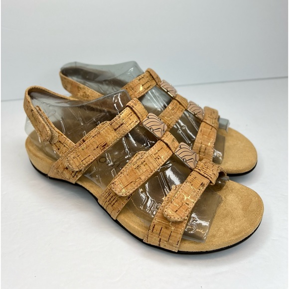 Vionic Women's Amber Adjustable Sandals Gold Cork Plantar Fasciitis Sz 6M NWOB - Picture 2 of 12
